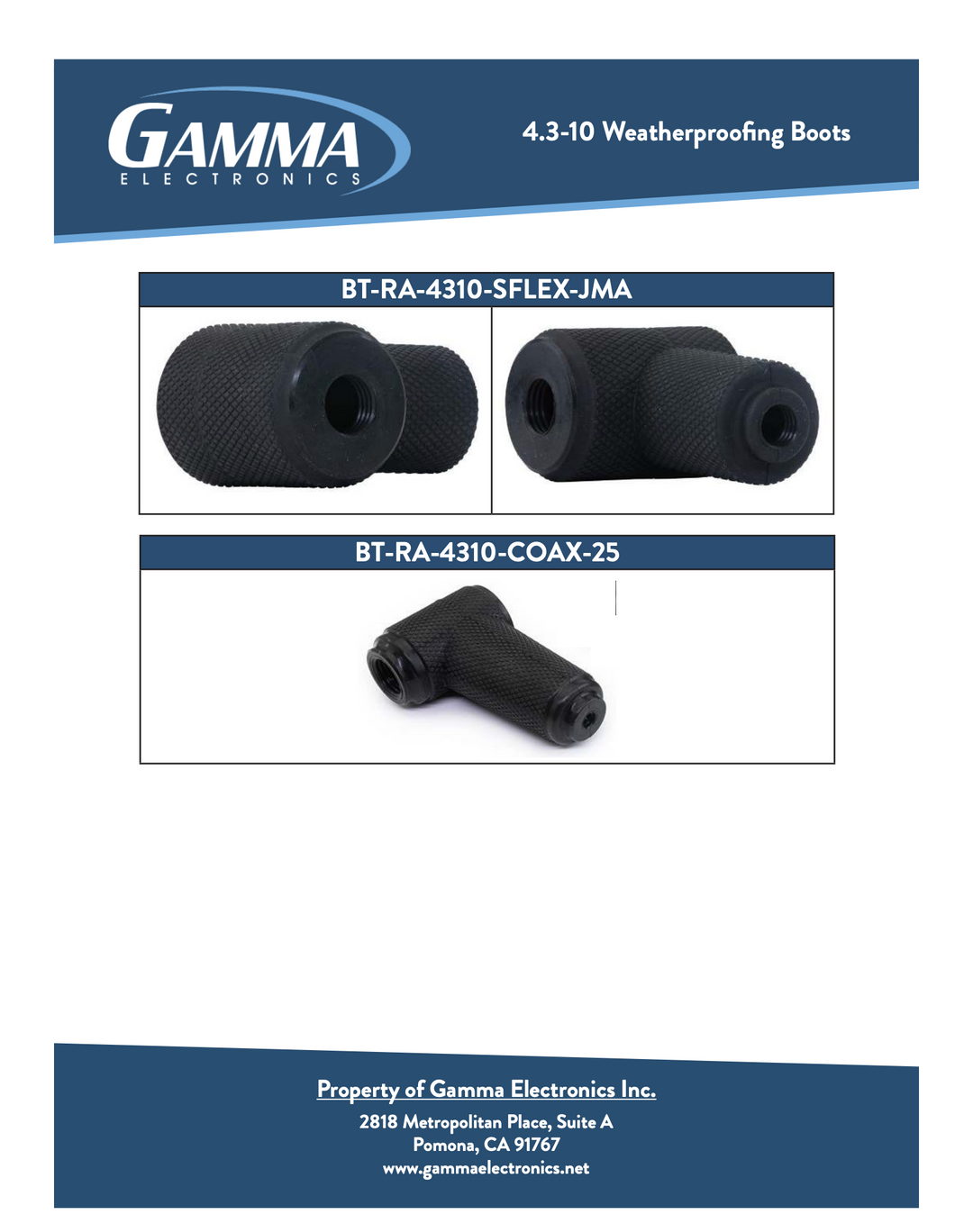 Gamma 4.3-10 RF Weatherproof Boot - Gamma Electronics