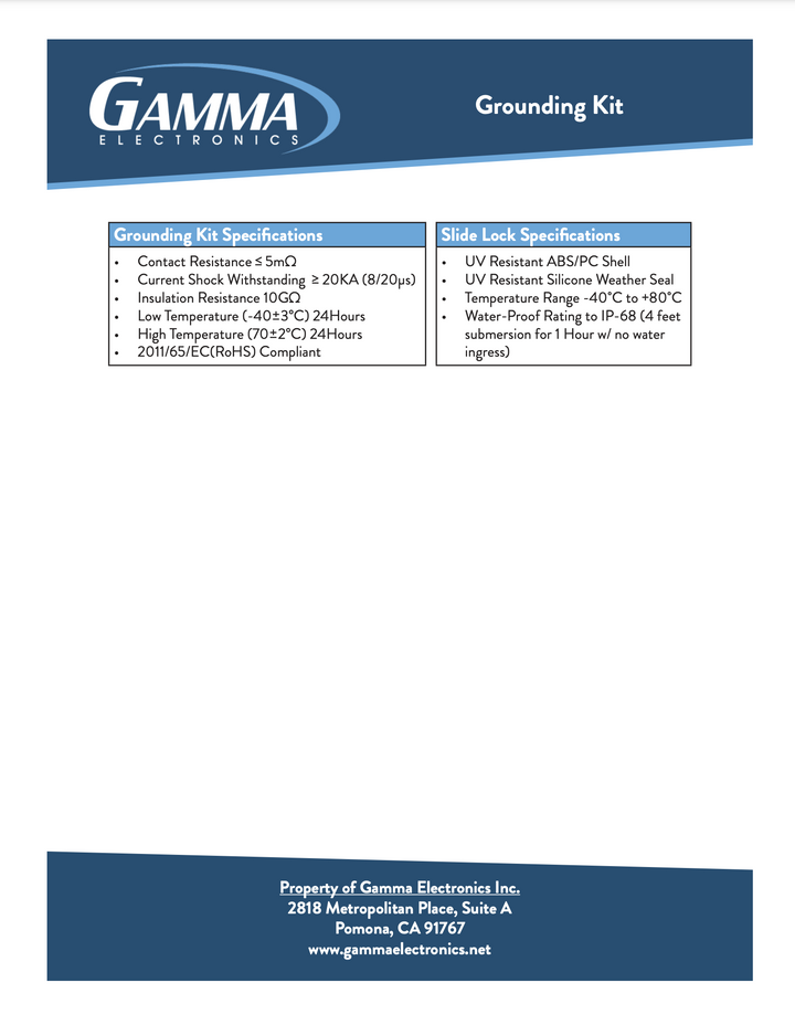 Grounding Kit - Gamma Electronics