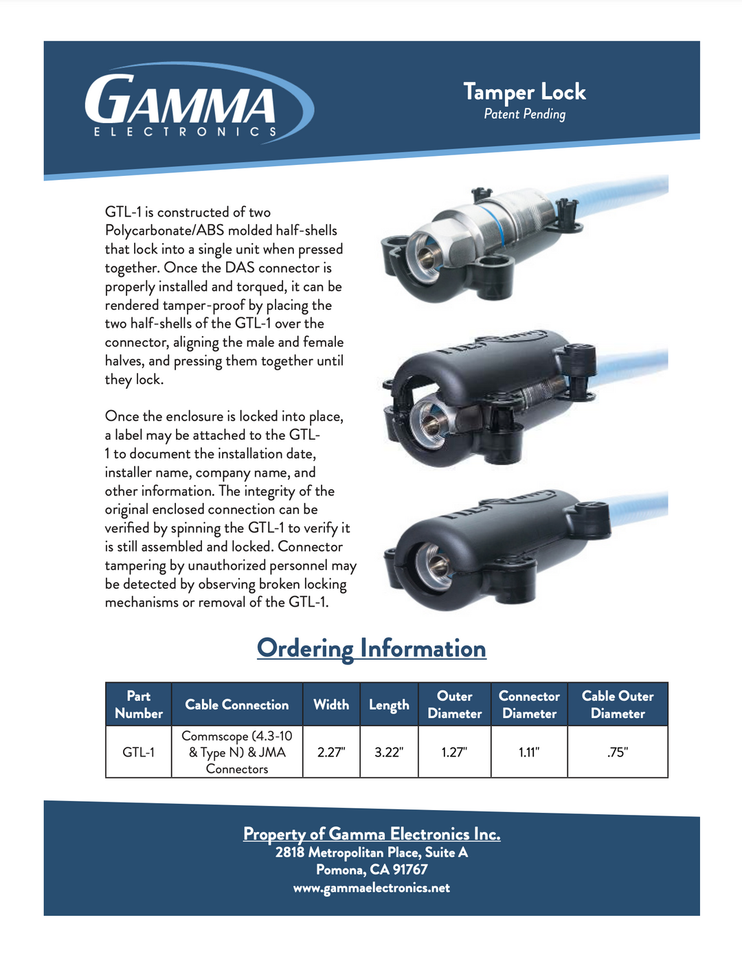 Tamper Lock - Gamma Electronics