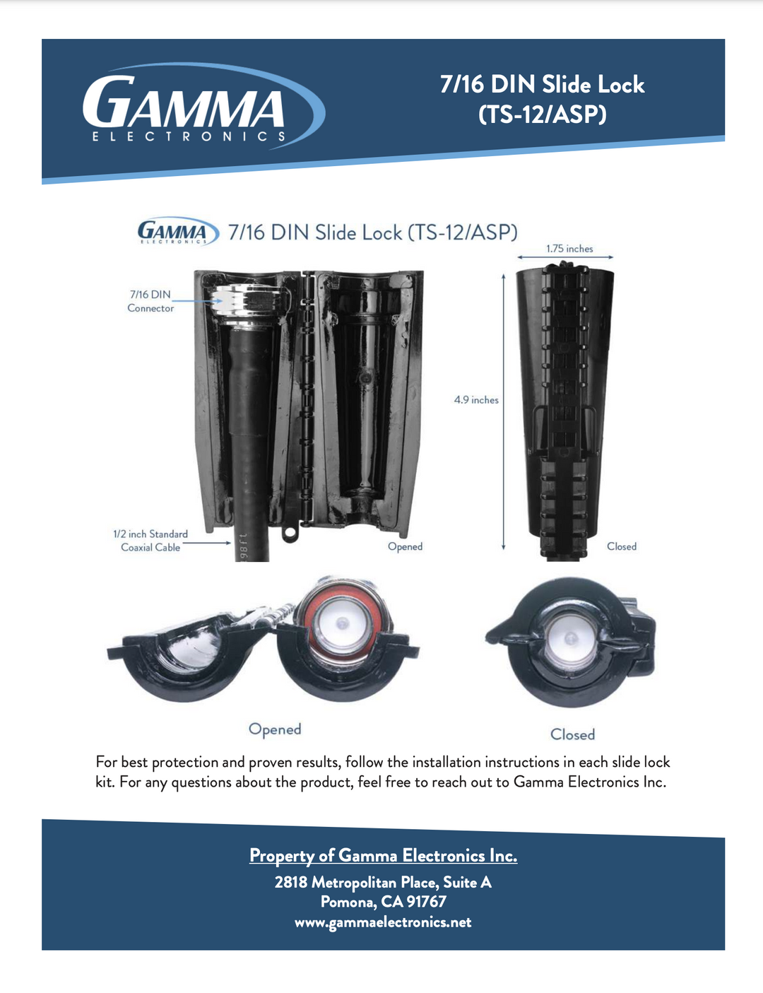 Watertight, IP68 Level Weather Protection for 7/16 DIN Connections - Gamma Electronics
