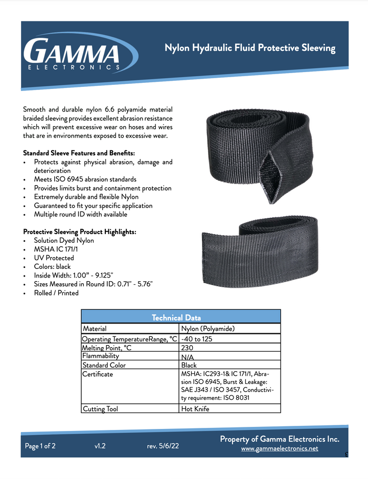 Gamma Braided Nylon Hydraulic Fluid Protective Sleeving - Gamma Electronics
