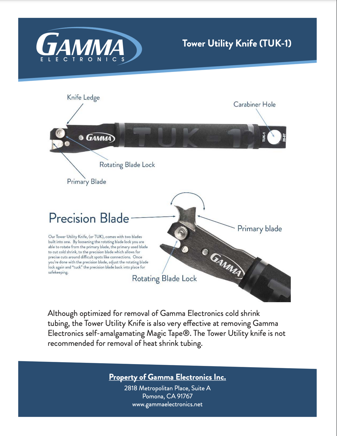 Gamma Tower Utility Knife - Gamma Electronics