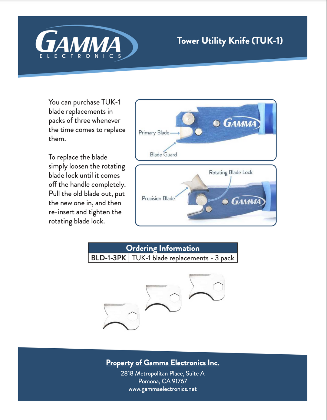 Gamma Tower Utility Knife - Gamma Electronics