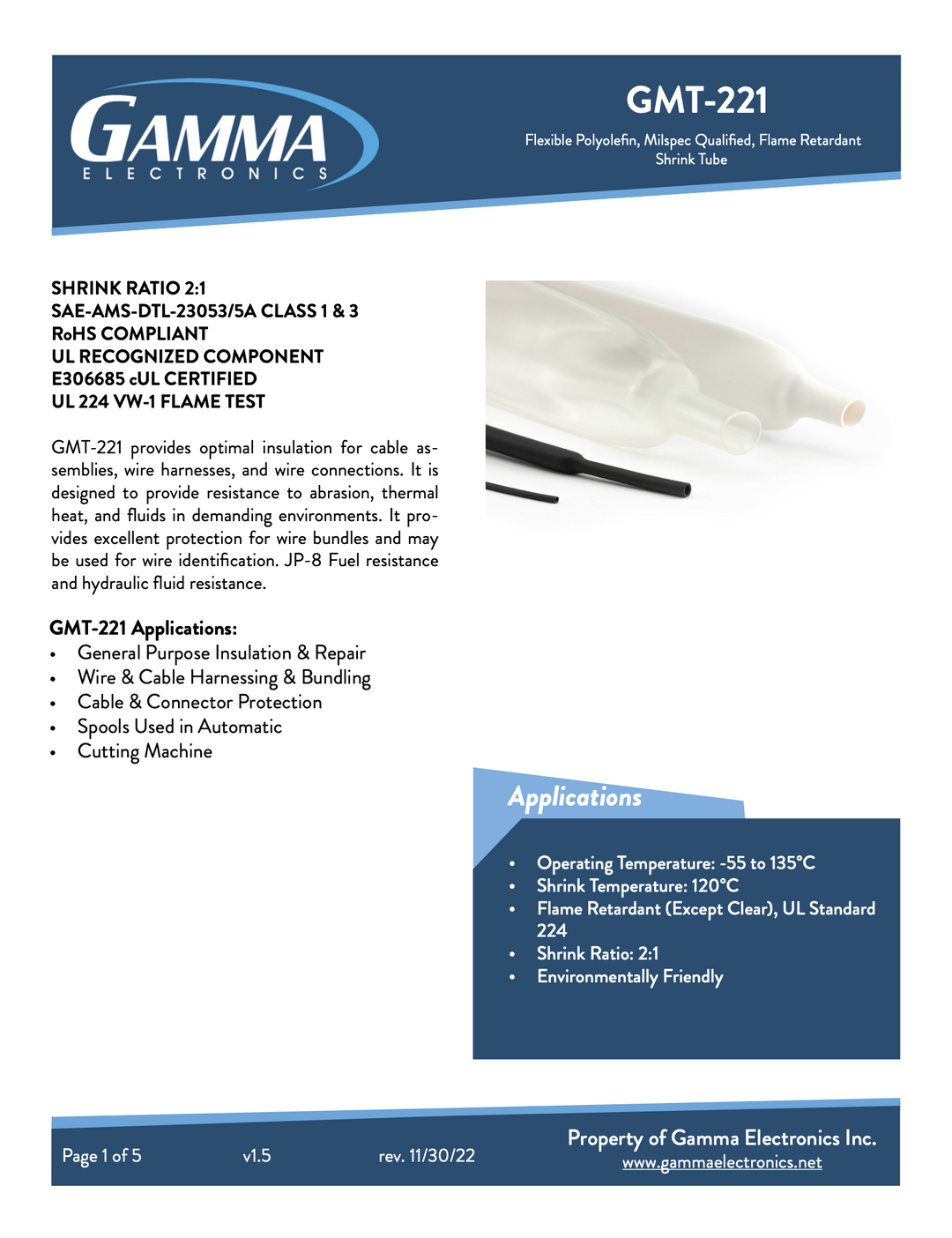 GMT-221S: 2:1 Polyolefin Heat Shrink Tubing Spools