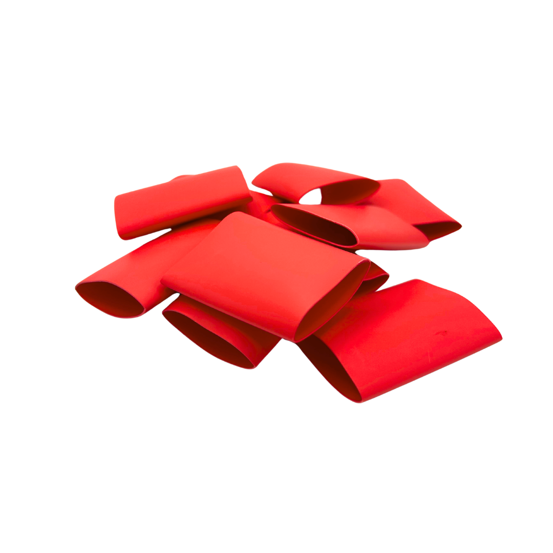 GMT-321AL - 3:1 Dual Wall Adhesive Lined 1in ID Cut to 2in Lengths Red and Black Heat Shrink Bulk Qt