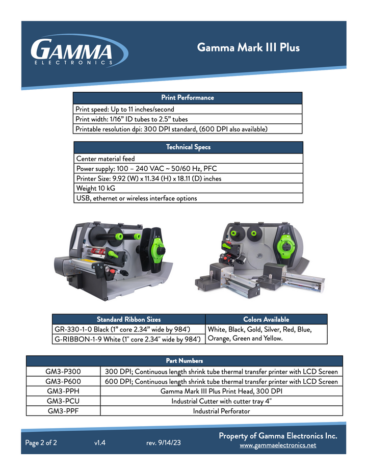 Gamma Mark III Plus Heat Shrink Printer - Gamma Electronics