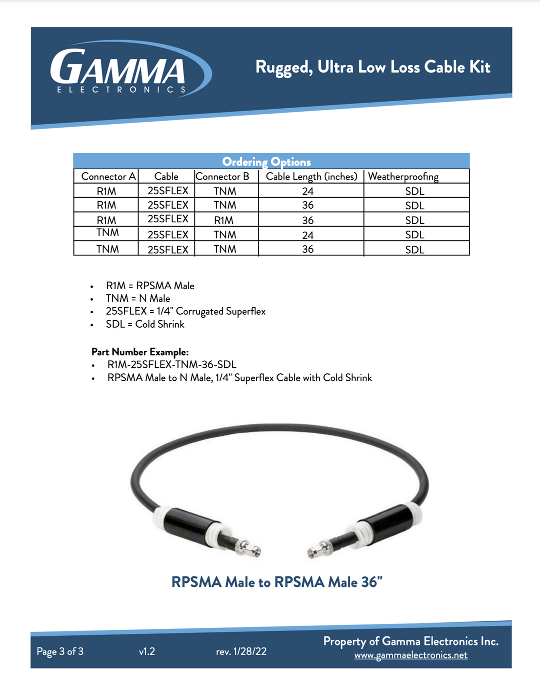 Gamma Type N to Type N – Rugged, Ultra Low Loss Cables - Gamma Electronics