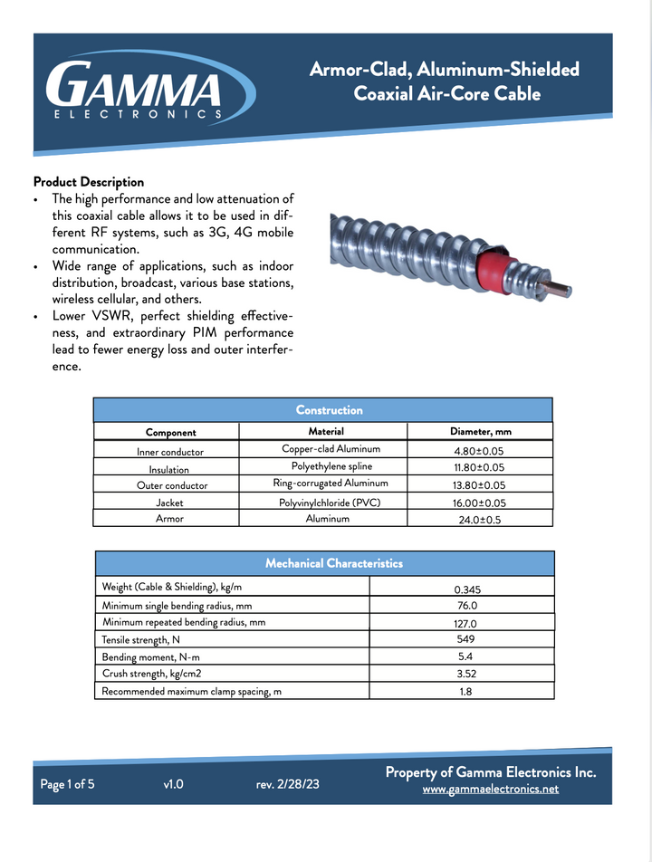 Armor-Clad, Aluminum-Shielded  Coaxial Air-Core Red Cable