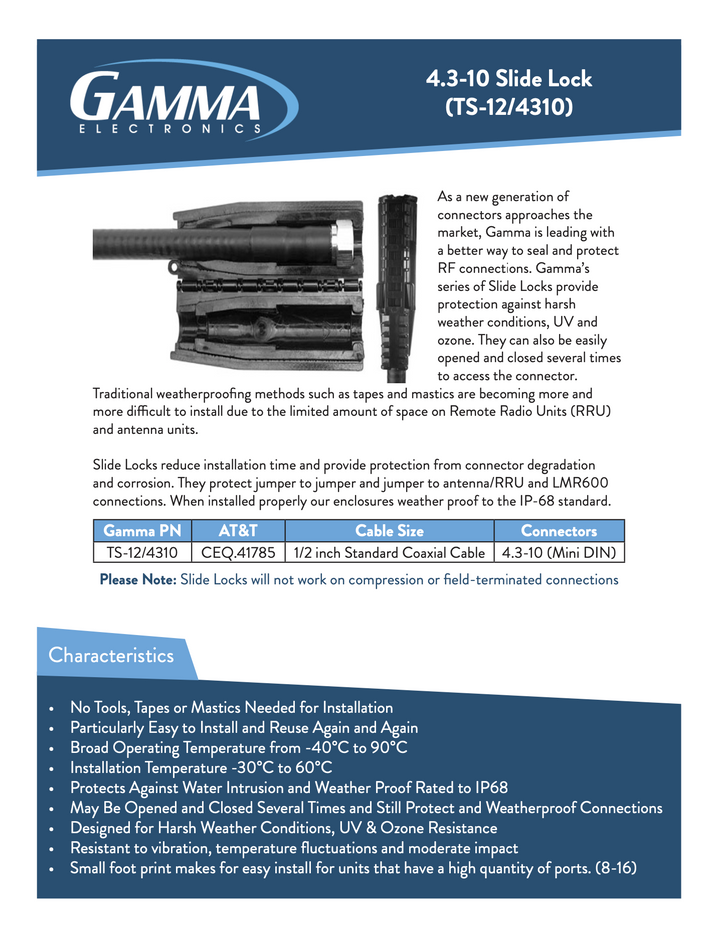Watertight, IP68 Level Weather Protection for 4.3-10 DIN Connections
