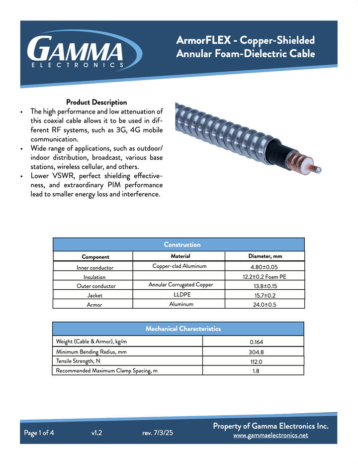 Armorflex - Copper-Shielded Coaxial Foam-Core Black Cable 500 ft