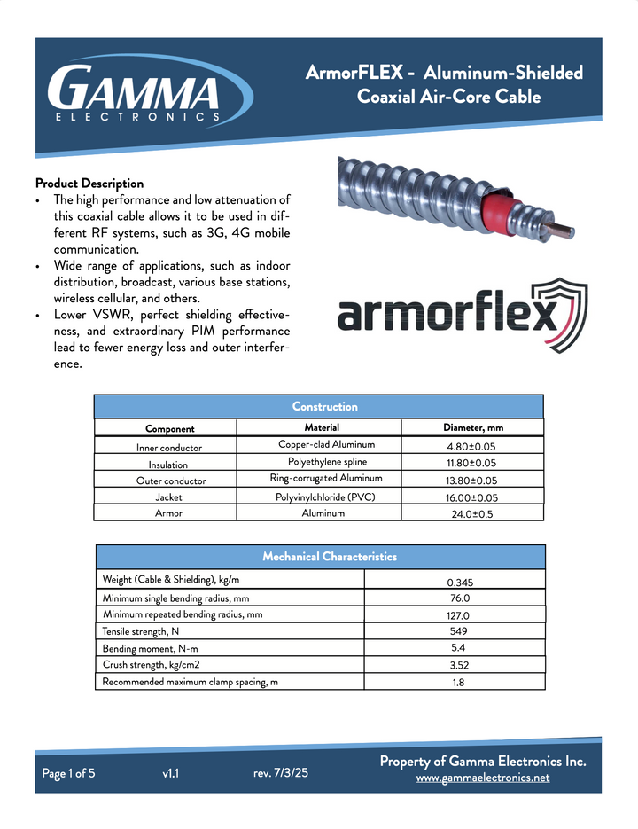 Armorflex - Aluminum-Shielded  Coaxial Air-Core Red Cable