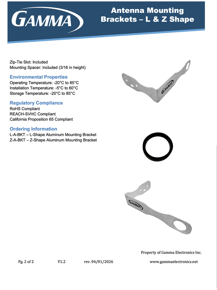 Z Shape Antenna Mounting Bracket PN: Z-A-BKT